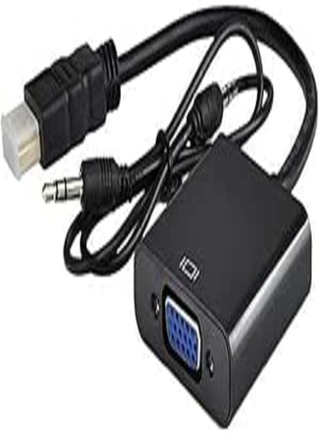 HDMI to Vga Converter Adapter 1080P with 3.5 mm Audio HD Video Cable Adapter for PC Desktops Laptops Power (Black)